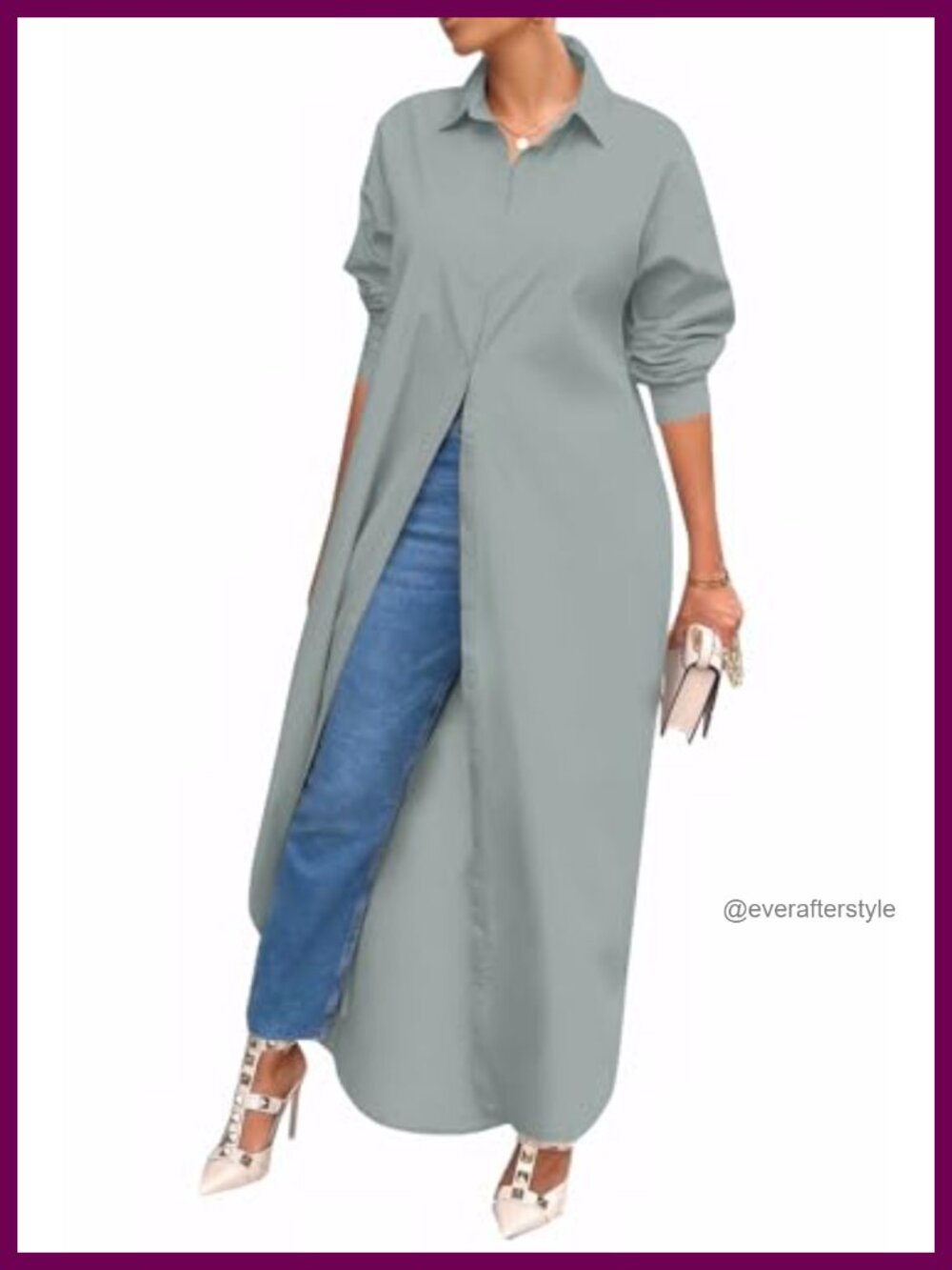 Womens Cotton Blend Button Down Shirt Dress Long Sleeve Midi Casual